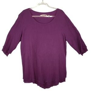 🔥5 for $20🔥Soft Surroundings Top M Purple 3/4 Sleeve Textured Comfy Casual